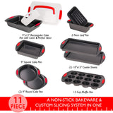BergHOFF 11Pc Perfect Slice Bakeware Set, Grey & Red