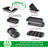 BergHOFF 11Pc Perfect Slice Bakeware Set, Silver & Green