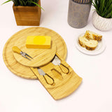 BergHOFF Stainless Steel 4Pc Cheese Knives with Bamboo Multi-level Board Set, 13x1.5"