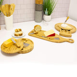 BergHOFF Stainless Steel 4Pc Cheese Knives with Bamboo Multi-level Board Set, 13x1.5"