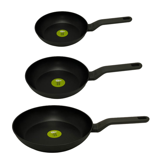 BergHOFF Leo 3Pc Non-stick Cookware Set 8", 10" & 11", Black