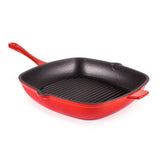 BergHOFF Neo 2pc Cast Iron 11" Grill Pan with Steak Press, Red