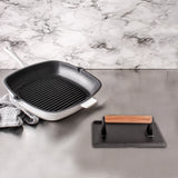 BergHOFF Neo 2pc Cast Iron 11" Grill Pan with Steak Press, White