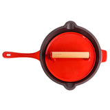 BergHOFF Neo 2pc Cast Iron 10" Fry Pan with Steak Press, Red