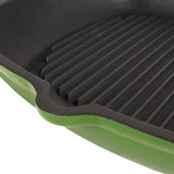 BergHOFF Neo 2pc Cast Iron 11" Grill Pan with Slotted Steak Press, Green