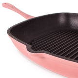 BergHOFF Neo 2pc Cast Iron 11" Grill Pan with Slotted Steak Press, Pink