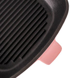 BergHOFF Neo 2pc Cast Iron 11" Grill Pan with Slotted Steak Press, Pink