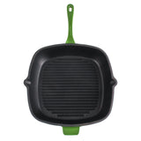 BergHOFF Neo 3pc Cast Iron Cookware Set, Grill Pan & Round Dutch Oven, Green
