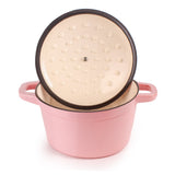 BergHOFF Neo 3pc Cast Iron Cookware Set, Grill Pan & Round Dutch Oven, Pink