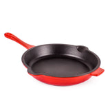 BergHOFF Neo 4pc Cast Iron Cookware Set, Fry Pan, Grill Pan & Round Dutch Oven, Red