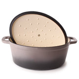 BergHOFF Neo 5pc Cast Iron Oval Dutch Oven Set with 10" Fry Pan, 5qt. & 8qt., Oyster