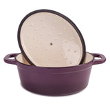 BergHOFF Neo 5pc Cast Iron Oval Dutch Oven Set with 10" Fry Pan, 5qt. & 8qt., Purple
