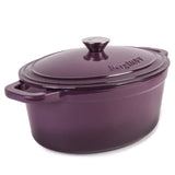 BergHOFF Neo 5pc Cast Iron Oval Dutch Oven Set with 10" Fry Pan, 5qt. & 8qt., Purple