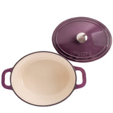 BergHOFF Neo 5pc Cast Iron Oval Dutch Oven Set with 10" Fry Pan, 5qt. & 8qt., Purple
