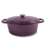 BergHOFF Neo 5pc Cast Iron Oval Dutch Oven Set with 10" Fry Pan, 5qt. & 8qt., Purple