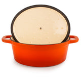BergHOFF Neo 4pc Cast Iron Cookware Set, Grill Pan, Fry Pan & Oval Dutch Oven, Orange