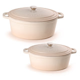 BergHOFF Neo 4Pc Cast Iron Cookware Set, 5qt. & 8qt. Oval Dutch Ovens, Matching Lids, Meringue