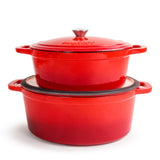 BergHOFF Neo 4pc Cast Iron Cookware Set, 5qt. & 8qt., Red