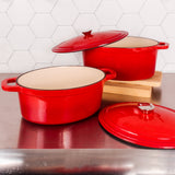 BergHOFF Neo 4pc Cast Iron Cookware Set, 5qt. & 8qt., Red