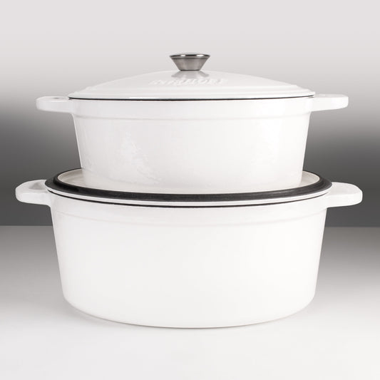 BergHOFF Neo 4pc Cast Iron Cookware Set, 5qt. & 8qt., White