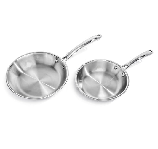 BergHOFF Professional 2pc Tri-Ply 18/10 Stainless Steel Cookware Set, 8" & 10" Fry Pan