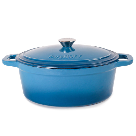BergHOFF Neo 4Pc Cast Iron Cookware Set, 5qt. & 7qt. Dutch Ovens, Matching Lids, Blue