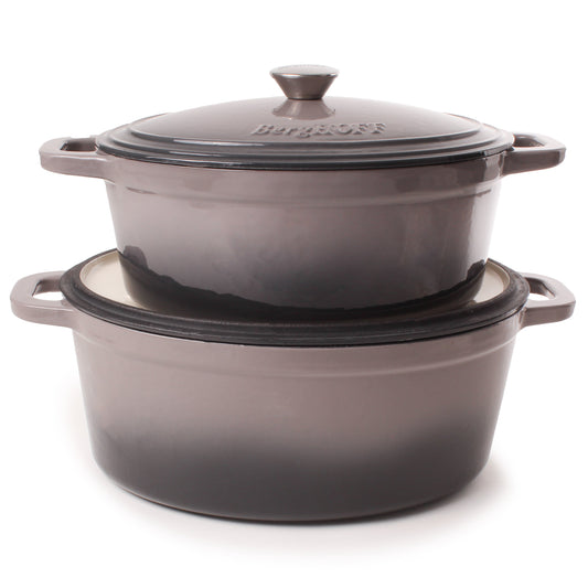 BergHOFF Neo 4Pc Cast Iron Cookware Set, 5qt. & 8qt. Dutch Ovens, Matching Lids, Oyster