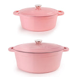 BergHOFF Neo 4Pc Cast Iron Cookware Set, 5qt. & 8qt. Dutch Ovens, Matching Lids, Pink