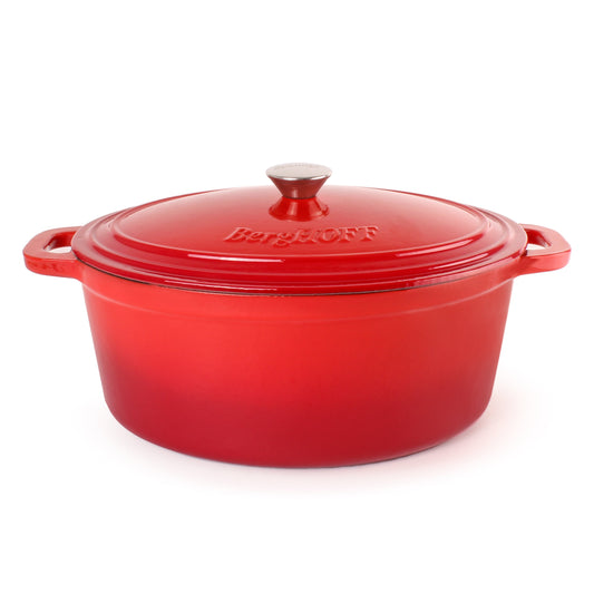BergHOFF Neo 4Pc Cast Iron Cookware Set, 5qt. & 8qt. Dutch Ovens, Matching Lids, Red