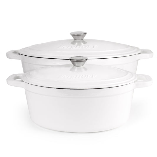 BergHOFF Neo 4pc Cast Iron Cookware Set, 5qt. & 8qt., White