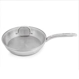 BergHOFF Belly Shape 3pc 18/10 Stainless Steel Fry Pan & Skillet Cookware Set with Glass Lid