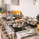 BergHOFF Belly Shape 3pc 18/10 Stainless Steel Fry Pan & Skillet Cookware Set with Glass Lid