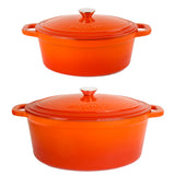 BergHOFF Neo 4pc Cast Iron Cookware Set, 5qt. & 8qt., Orange