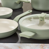 BergHOFF Leo Balance 11pc Nonstick Aluminum Cookware Set, Glass Lids, Sage
