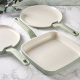 BergHOFF Balance 3Pc Nonstick Ceramic Specialty Cookware Set, Recycled Aluminum, Sage
