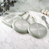 BergHOFF Balance 3Pc Nonstick Ceramic Specialty Cookware Set, Recycled Aluminum, Sage