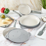 BergHOFF Balance 3Pc Nonstick Ceramic Frying Pan Set, Recycled Aluminum, Moonmist