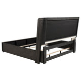 Leandro 55-inch California King Wingback Bed Burnished Black