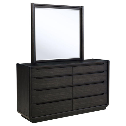 Leandro 8-Drawer Bedroom Dresser with Mirror Burnished Black