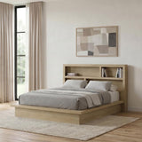 Hendricks Eastern King Bookcase Headboard Platform Bed Light Oak