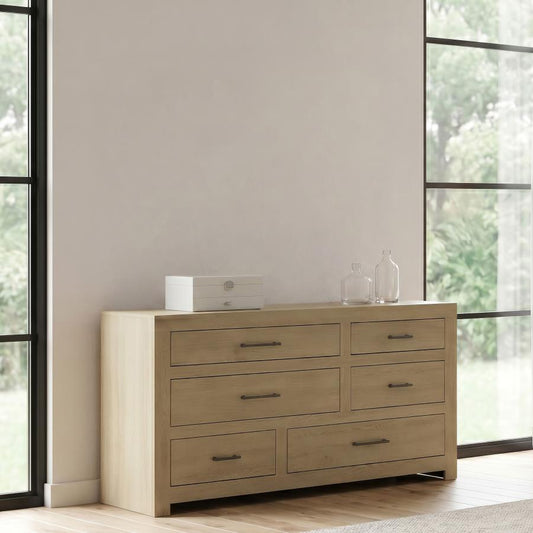 Hendricks 6-Drawer Bedroom Dresser Storage Cabinet Light Oak