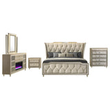 Lorient 5-piece Queen Bedroom Set Ivory and Camel