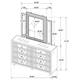 Lorient 8-drawer LED Dresser with Mirror Ivory and Camel
