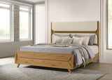 Bennett California King Mid-Century Fabric Upholstered Panel Bed Light Oak
