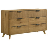 Bennett Eastern King Upholstered 4-Piece Mid-Century Bedroom Set Light Oak