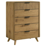 Bennett Eastern King Upholstered 4-Piece Mid-Century Bedroom Set Light Oak