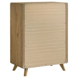 Bennett Eastern King Upholstered 4-Piece Mid-Century Bedroom Set Light Oak