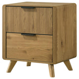Bennett Mid-Century 2-Drawer Rubberwood Nightstand Light Oak