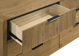 Bennett Mid-Century 2-Piece 6-Drawer Dresser and Mirror Light Oak