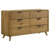 Bennett Mid-Century 6-Drawer Rubberwood Dresser Light Oak